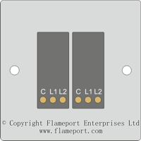 Two gang, two way switch with inline terminals