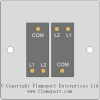 Two gang, two way switch, triangle terminal arrangement B