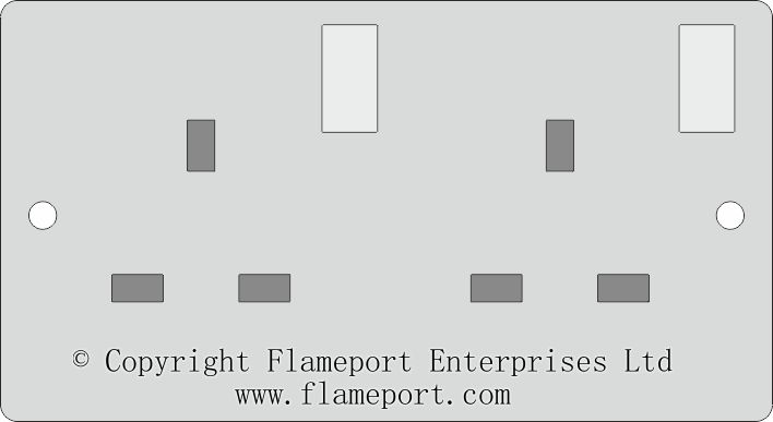 Double socket outlet with asymmetrical switches