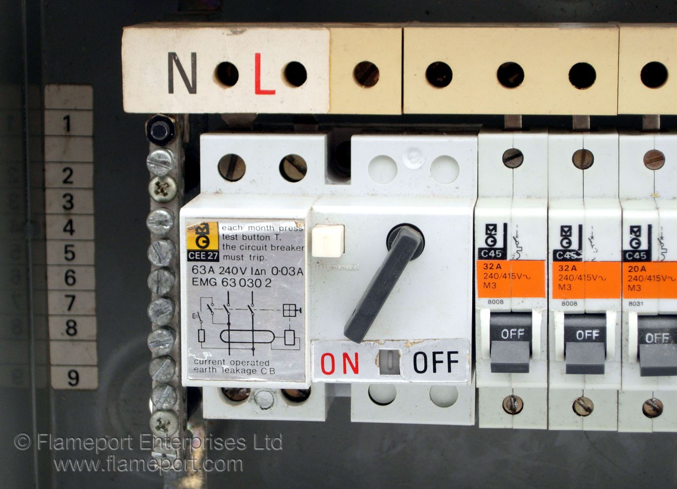 Merlin Gerin AMG9 metal distribution board old emg wiring 