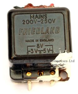 Friedland doorbell transformer with brown plastic cover