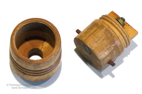 BS52 plug made from two wooden parts showing inside of the cap