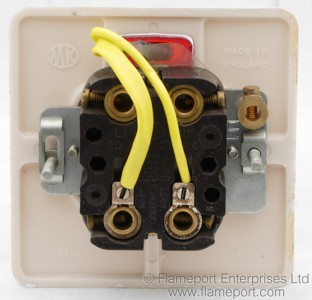 MK double pole switch, 20 amps, back view