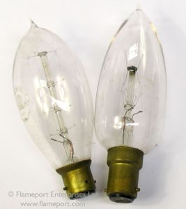 Old glass Ediswan branded SBC candle lamps
