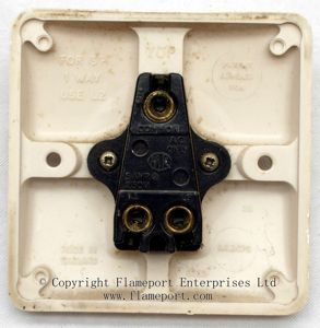 Back of an old MK single gang light switch