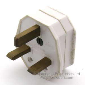 Pins on a white unbranded BS1363 plug
