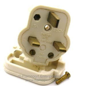 White thermoset 13A mains plug, WT Empire brand