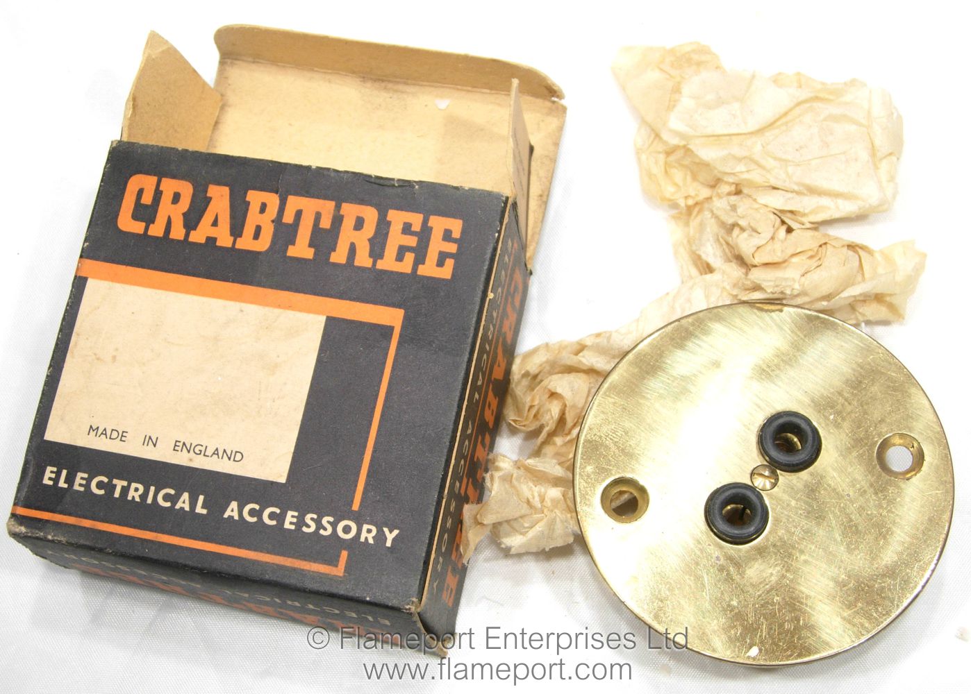 Crabtree brass 5 amp socket outlet ceramic fuses old box 