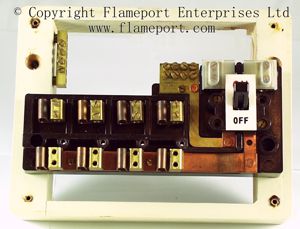 Wooden frame fusebox showing busbar assembly